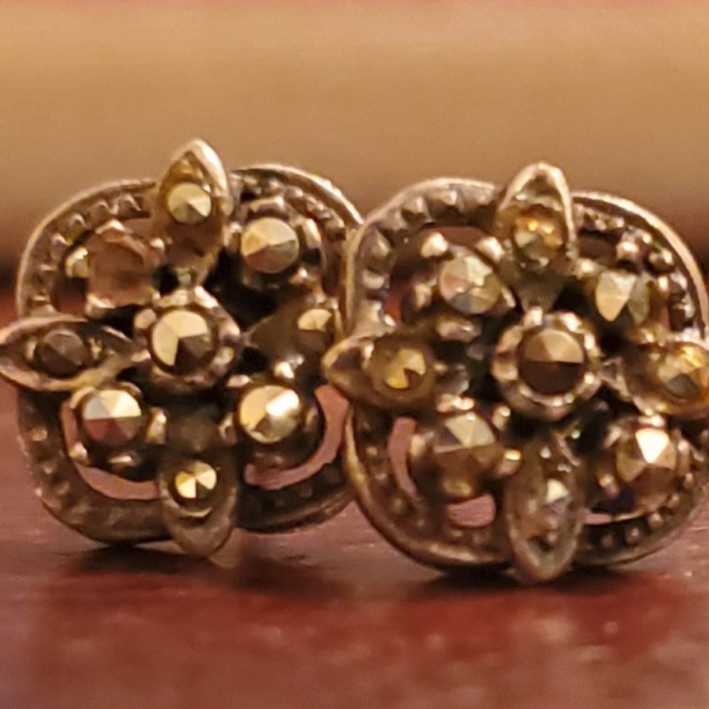 sterling silver 925 marcasite stud earrings